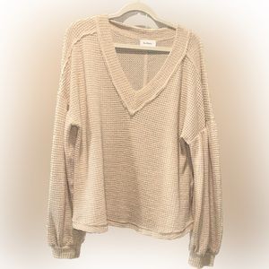 Waffle Knit Cream/Blush Sweater